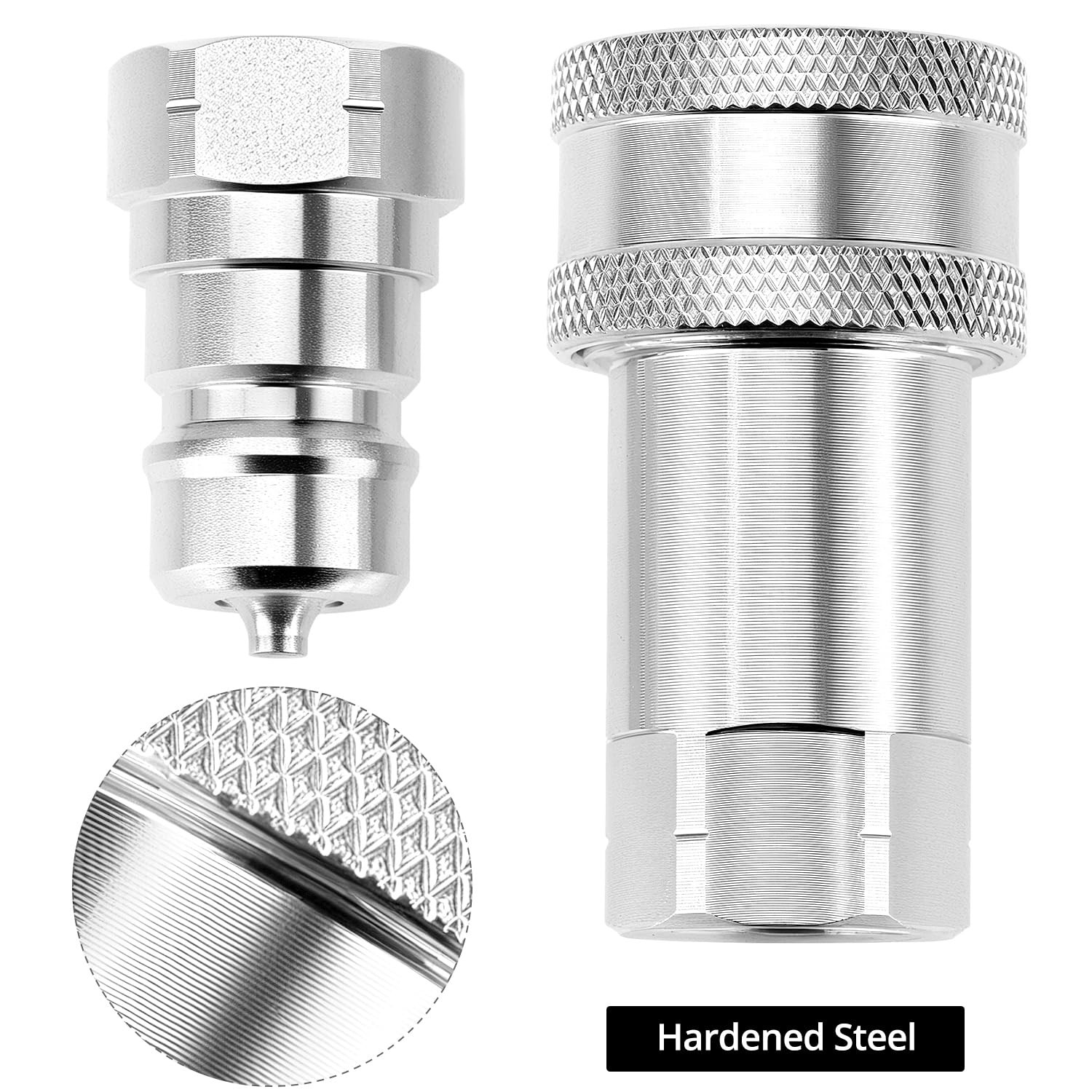 2 Pack 3/8” NPT Hydraulic Quick Connect Couplers 4000 PSI 3/8 Body Steel Set ISO