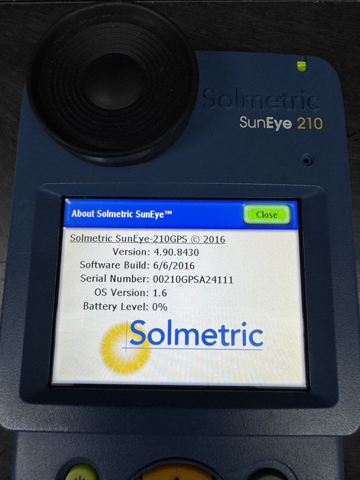 Solmetric SunEye 210 Solar Site Analyzer w/ GPS, Hard Case, Manual, Charger, USB