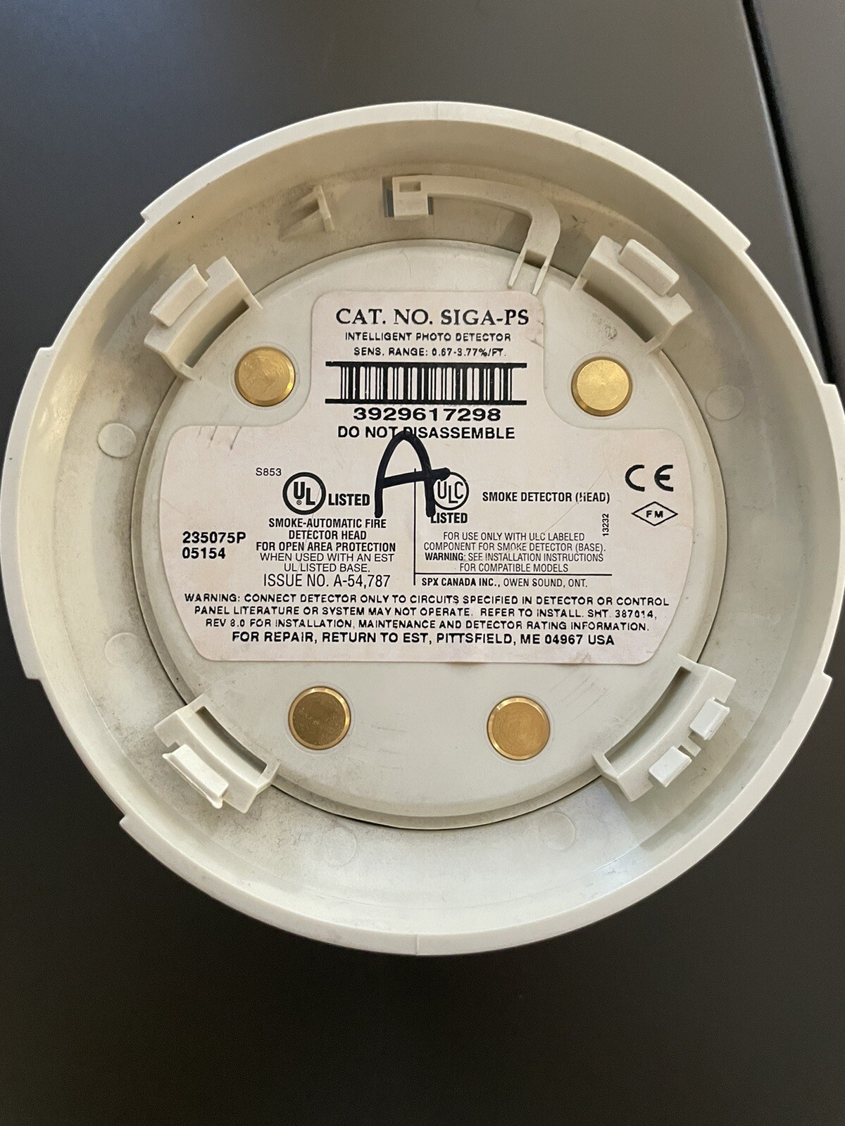 Edwards EST SIGA-PS Intelligent Photoelectric Smoke Detector White