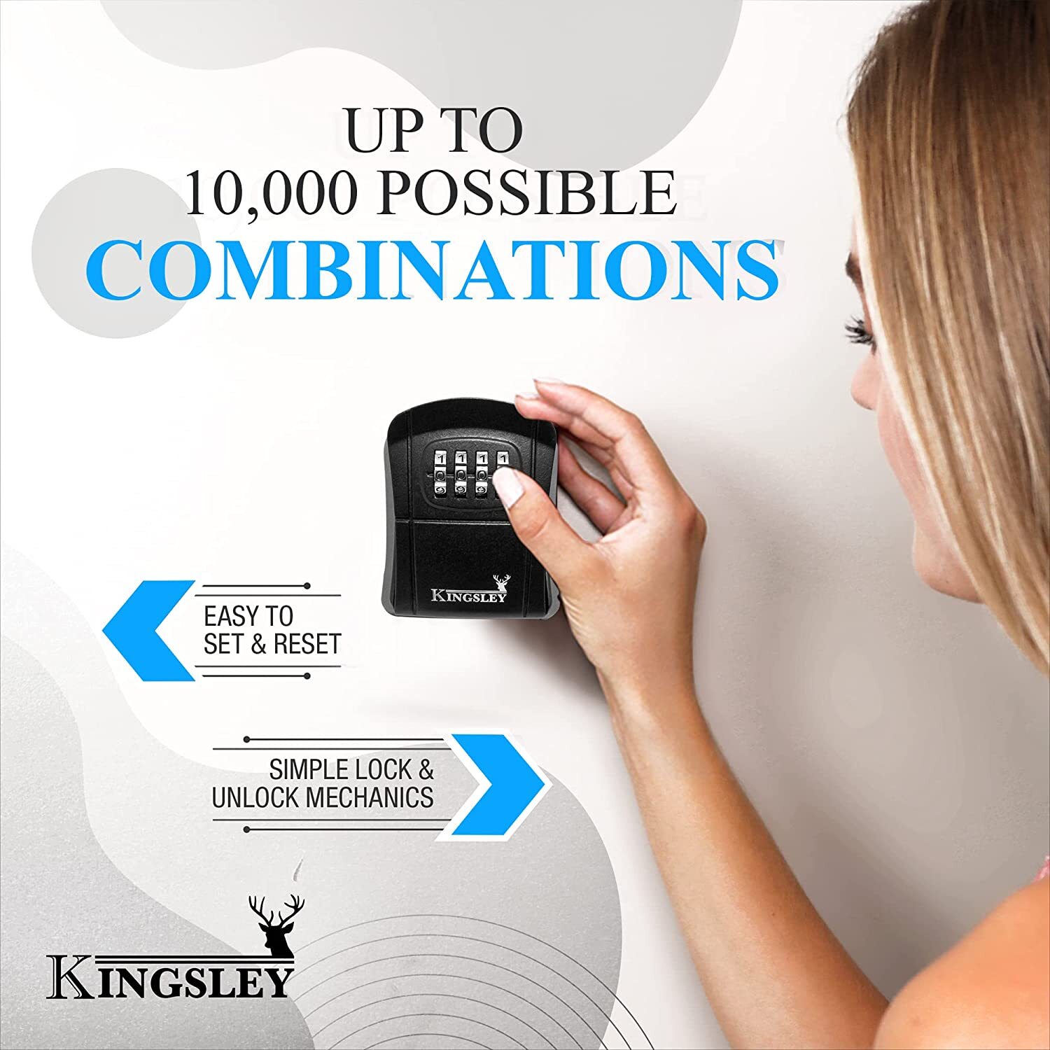 Kingsley QCH-807 Water Resistant Realtor Key Lock Box for AirBnB, Spare Keys