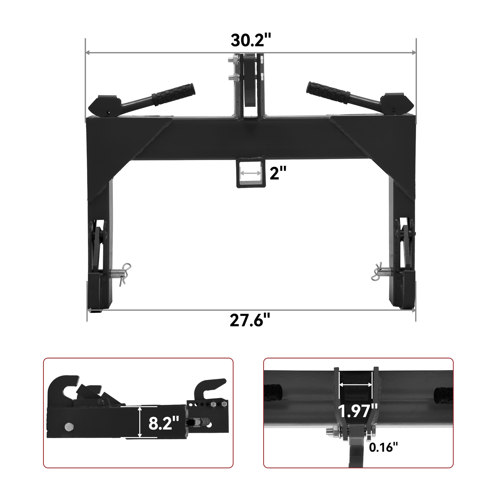 3-Point Quick Hitch Adapter for Category 1 & 2 – Attachment for Tractor Steel