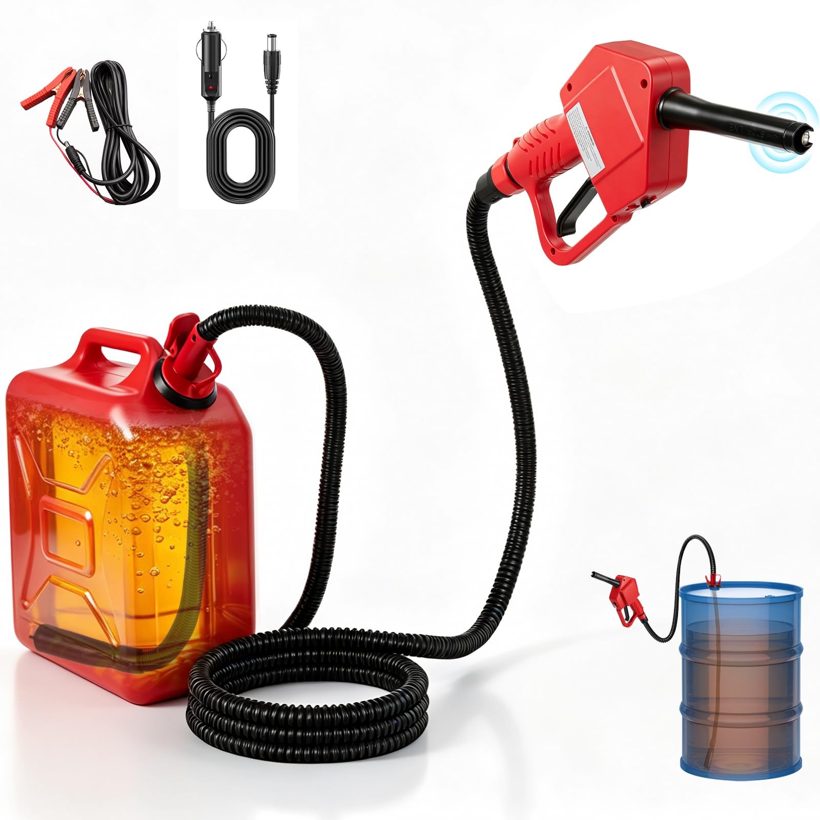 5GPM Fuel Transfer Pump with Auto-Stop & Hand Nozzle, 118» pumping lift, fit…
