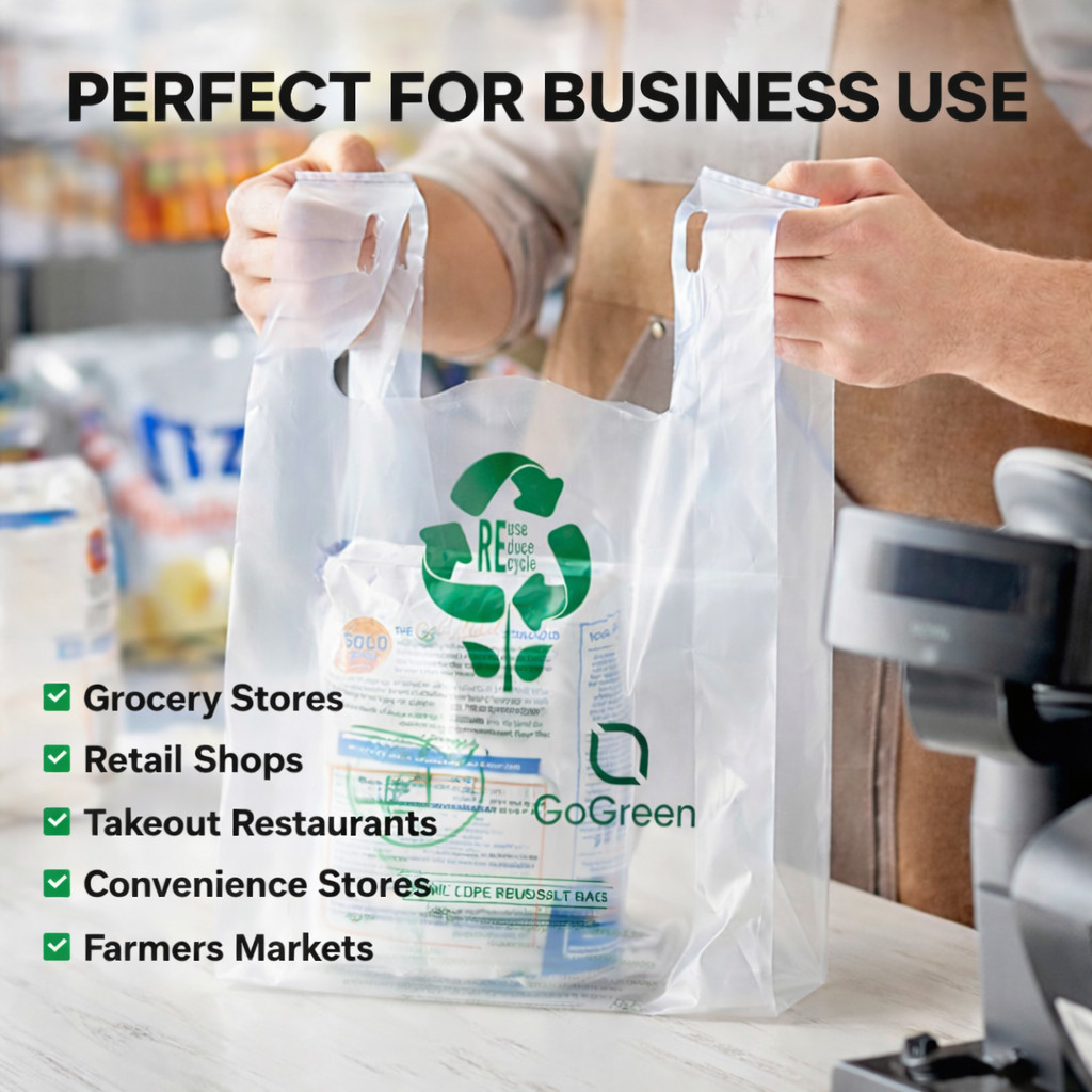 1/6 Clear Reusable T-Shirt Bags 3 Mil Extra Heavy Duty 11.5×6.5×21 Bulk Qty