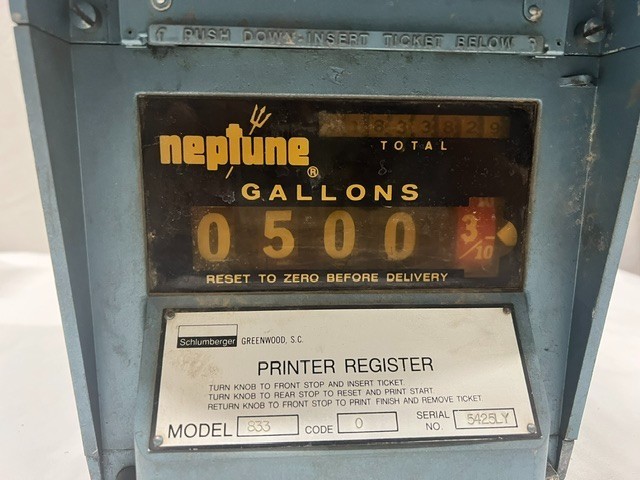 Neptune 833 Propane LP Gas Meter Printer Register Schlumberger Gallons Vintage