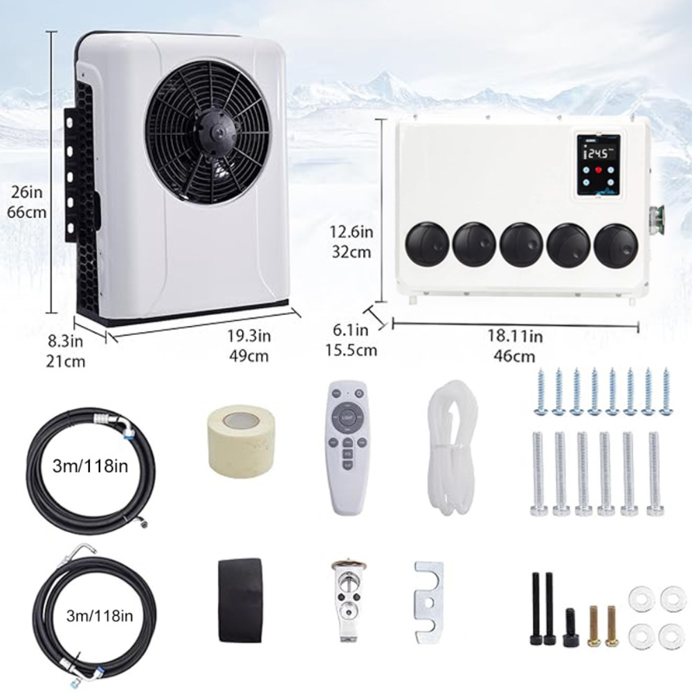 12000BTU Air Conditioner Mini Split A/C 12V For Semi Trucks Bus RV Caravan Vans