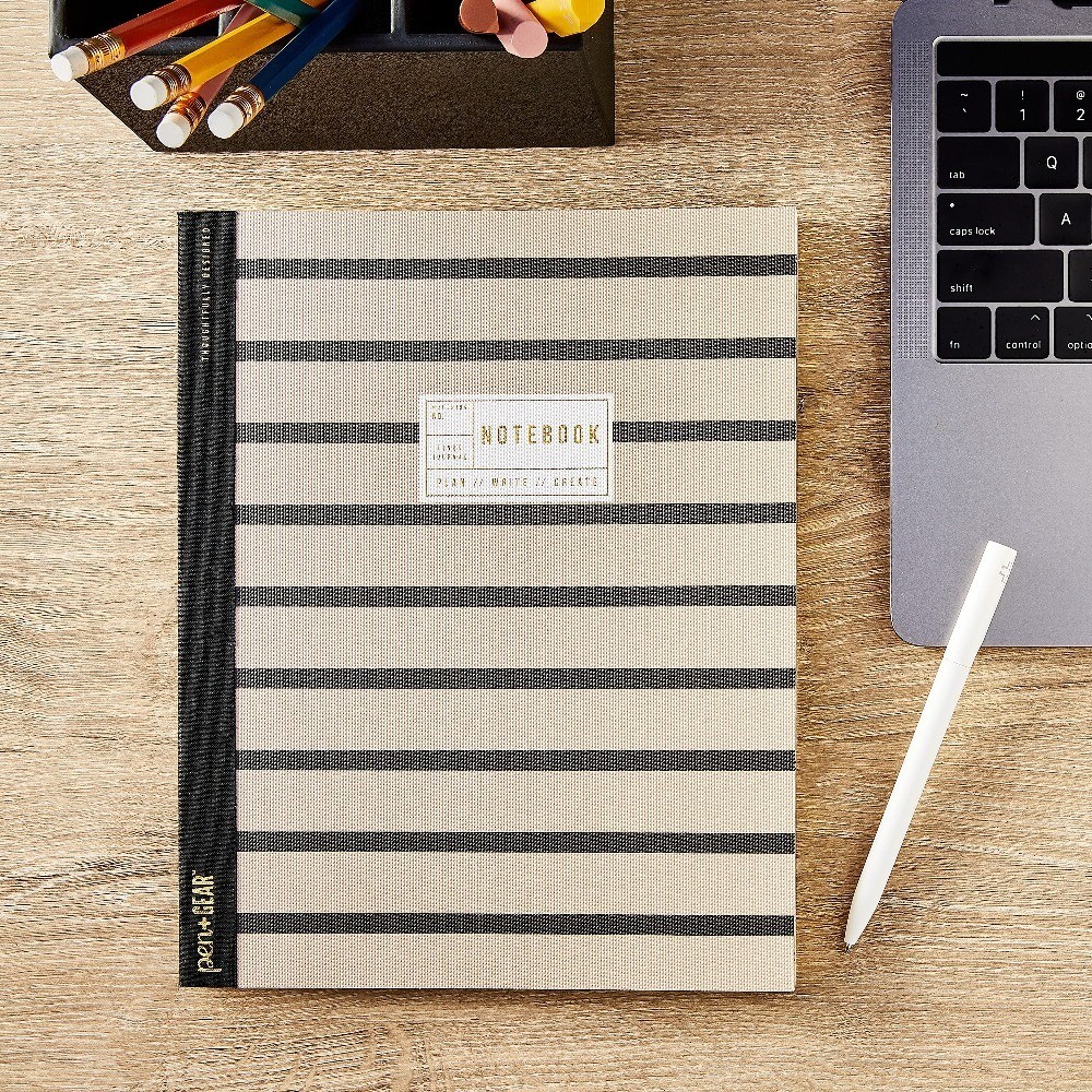 Textured Stripe Journal Notebook 8×10 Inches 160 Lined Pages for Writing