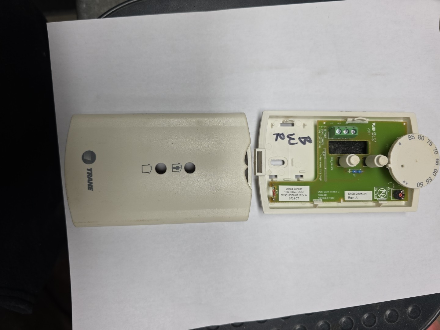 Trane Wired Sensor 10k Dial Occupancy Rev A 6400-2325-01 Room Sensor