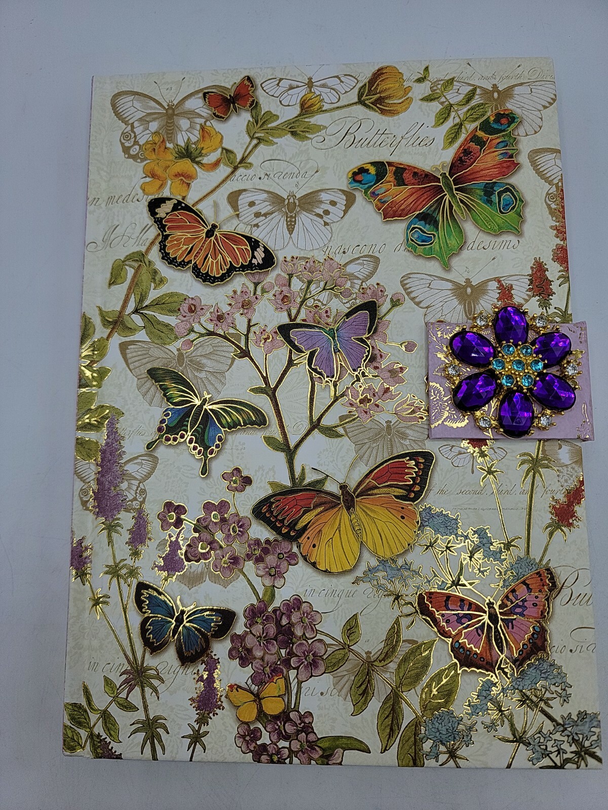 Punch Studio Butterflies Paradise Purple Flower Brooch Closure 15583