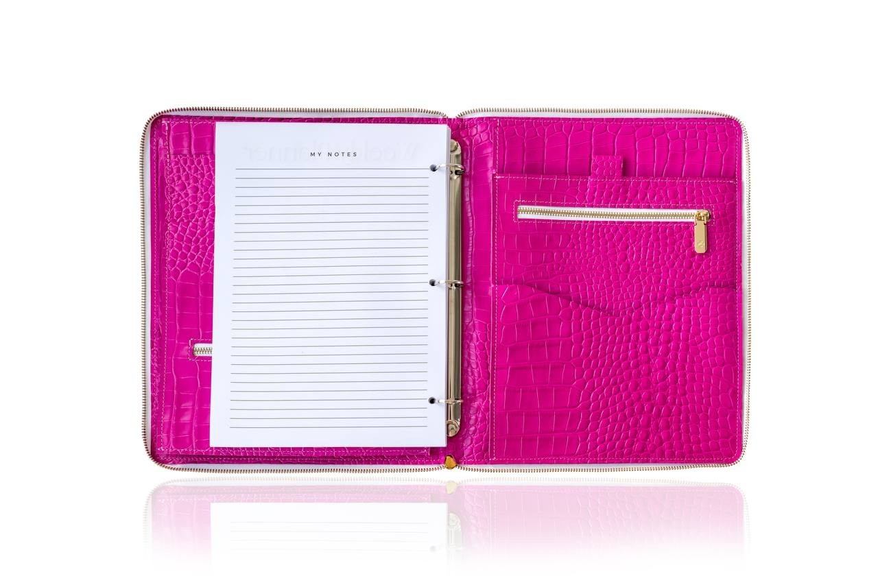 Padfolio A4.Pink Portfolio A4. Leather A4 organizer. Leather A4 notebook.