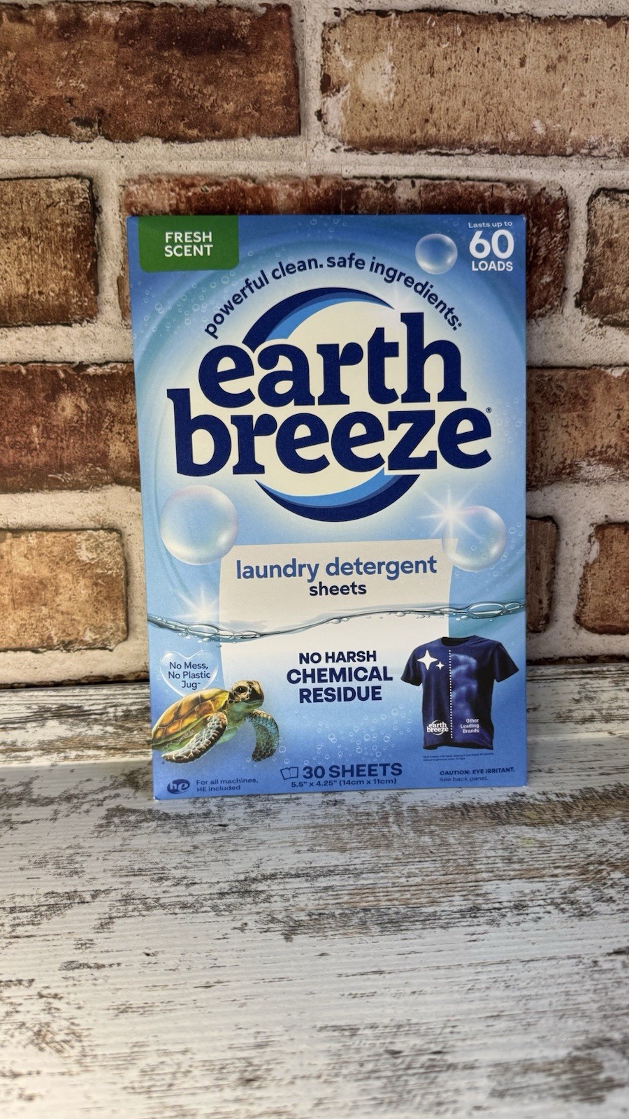 Earth Breeze Laundry Detergent Sheets Fresh Scent 30 Sheets Up to 60 Loads HE