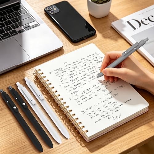 Gel Ink Pens 6-Pack, 0.5mm Fine Point, Quick-Dry Black Retractable Pens