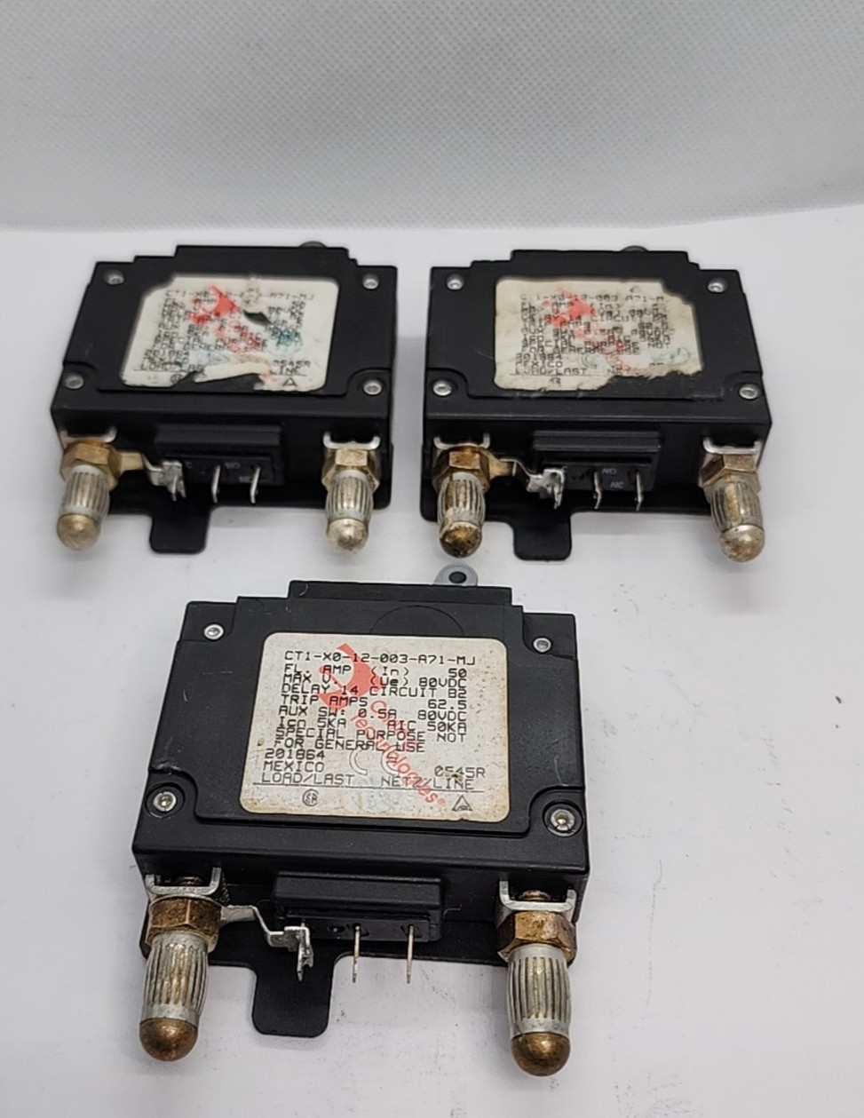 3x CARLING CTI-X0-12-003-A71-MJ 50A 80V BULLET STYLE CIRCUIT BREAKER[MG6-4]