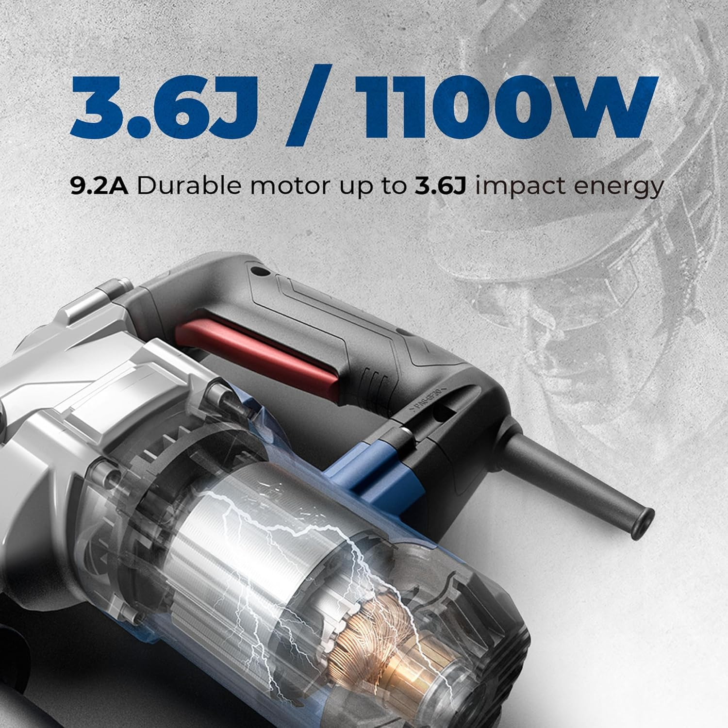 1-1/8 Inch Sds-Plus Rotary Hammer Drill with Safety Clutch, 9.2 Amp Heavy Duty C