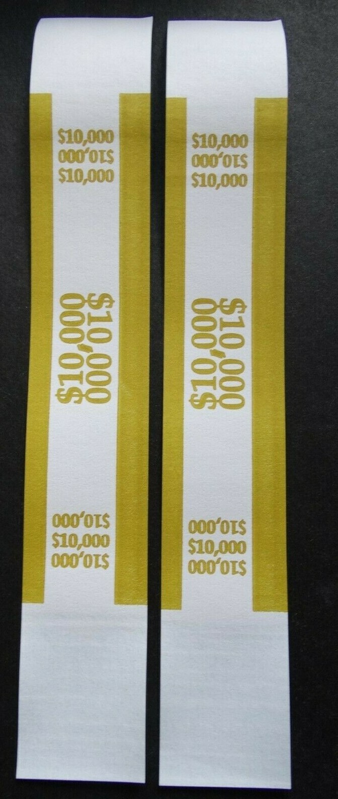 2 – Mustard $10,000 Cash Money Self-Sealing Straps Currency Bands