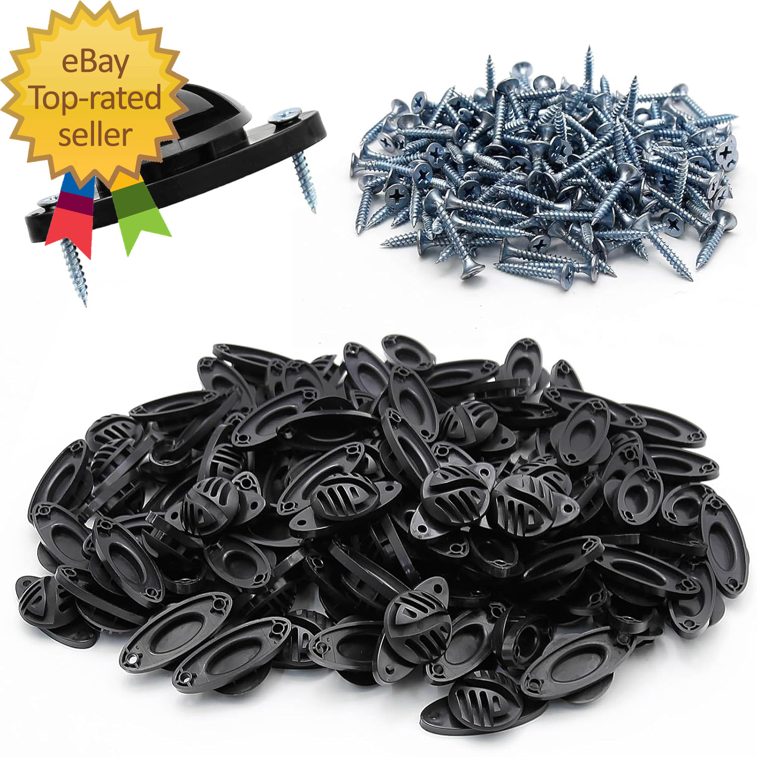 100 PCS Electric Fence Insulator with Screws, Black Wood Post Polywire Insulator