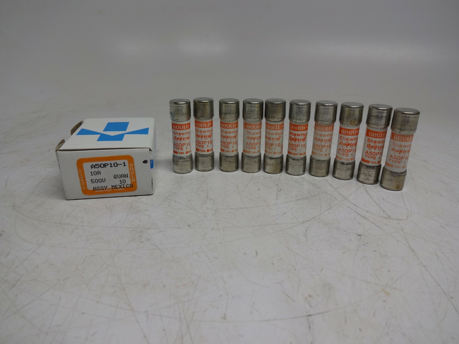 Lot of 10 Gould Shawmut Amp-Trap A50P10-1 A50P10 Type 1 Fuse 10A 500 VAC
