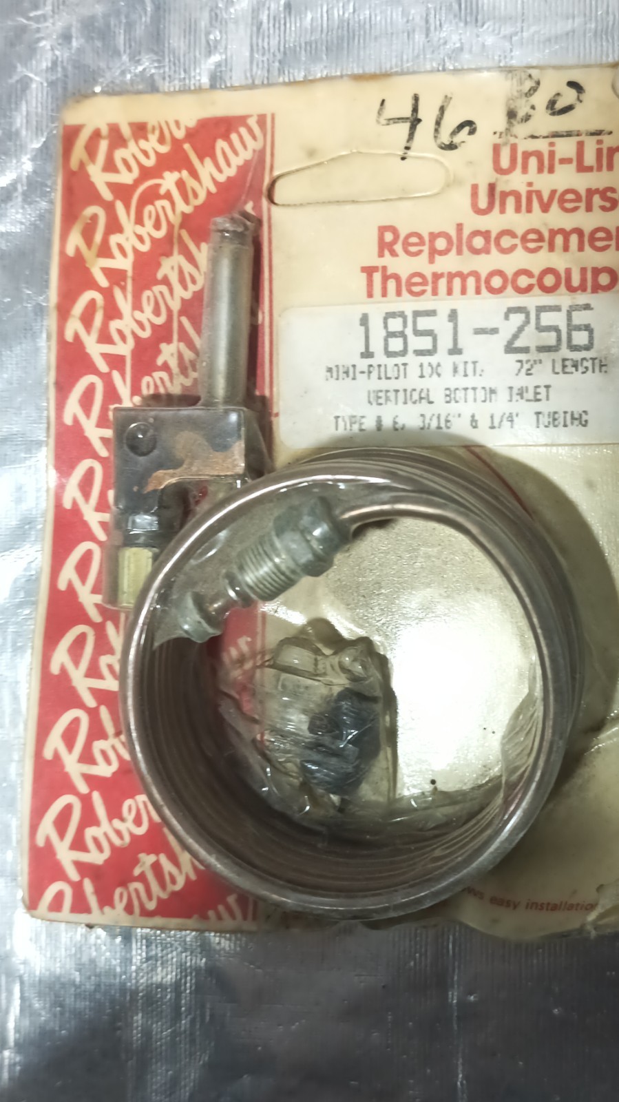 Robertshaw Replacement Thermocouple 1851-256 Copper 72in Universal