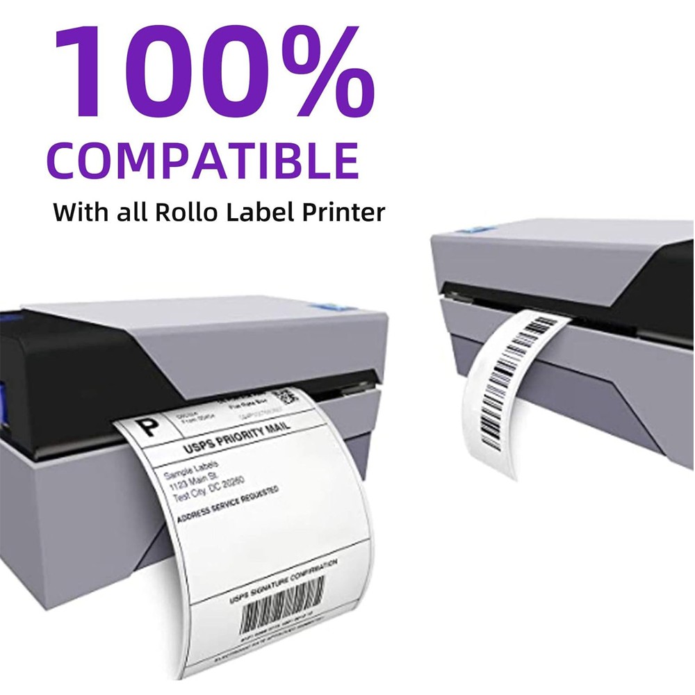4″ x 2″ Direct Thermal White Adhesive Labels 1″ Core For Zebra Rollo Printer US