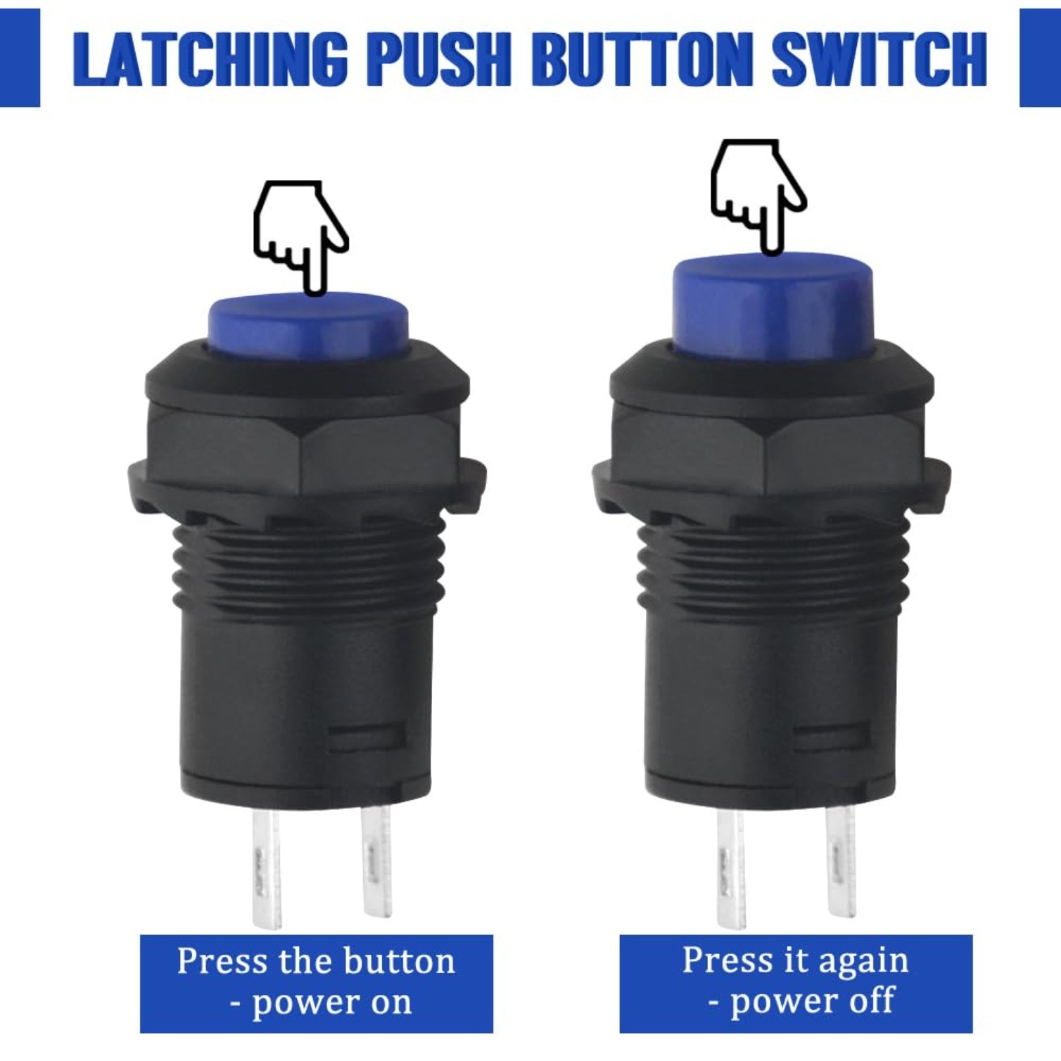 30 PCS 12mm Self-Locking Latching Push Button Switch AC 250V/1.5A 125V/3A