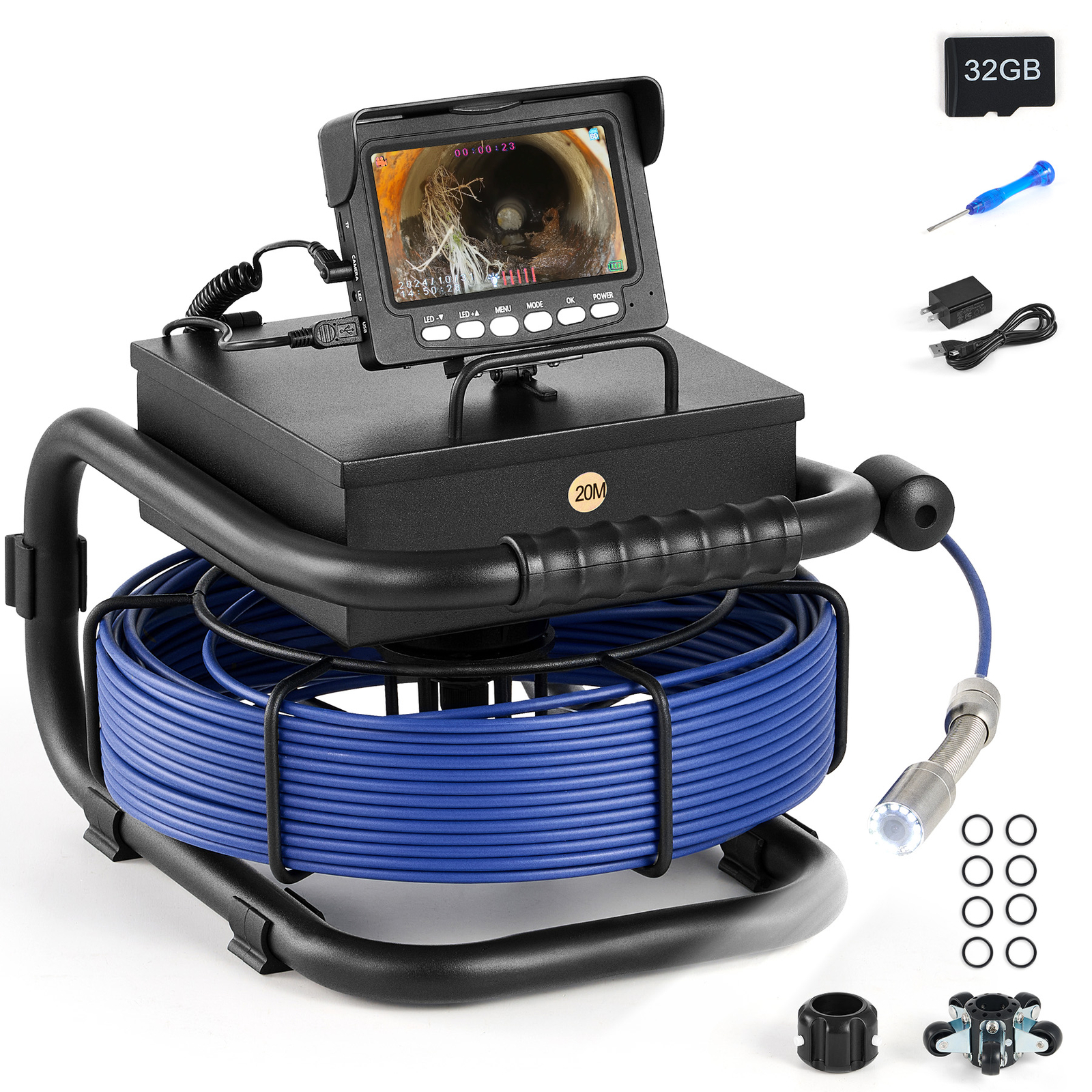 4.3 in. Sewer Inspection Camera w 66ft/20m Cable Plumbing Camera for Sewer Pipe