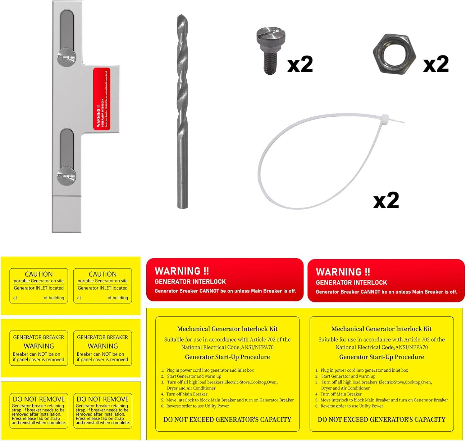 Generator Interlock Kit Compatible with Square D Homeline Meter Main 150 or 200
