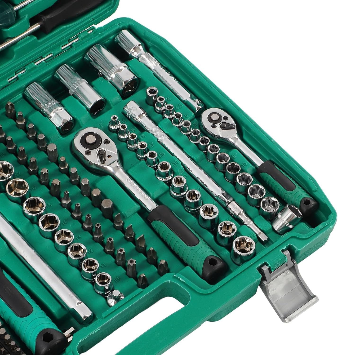 216Pcs Ratchet Wrench Socket Tool w/Storage Case 1/2in,3/8in, 1/4in Drive Socket