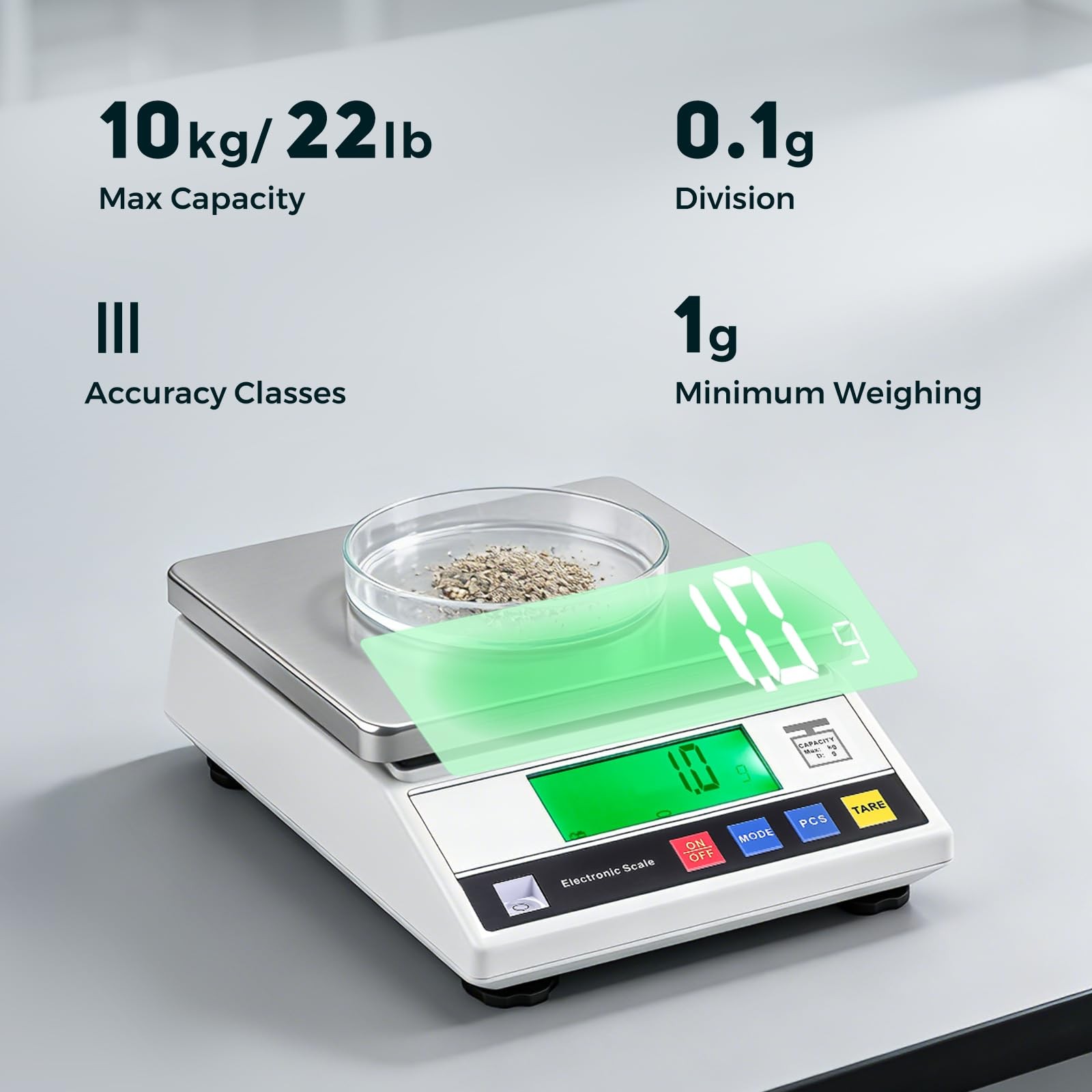 Bonvoisin Lab Scale 10kg x 0.1g Digital Gram Scale Counting Balance