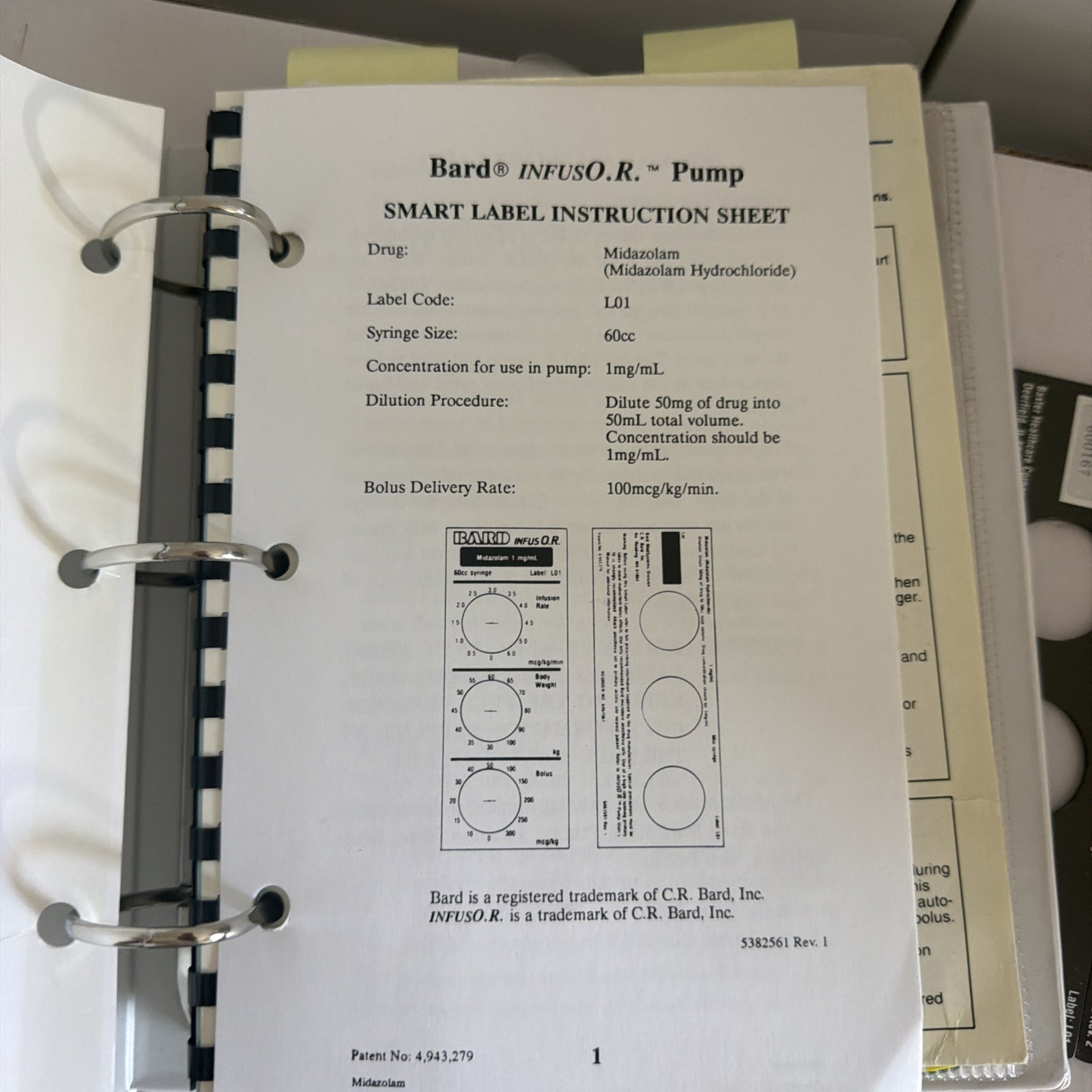 Baxter Bard Infus OR / INFUSOR Propofol Smart Labels (4) & Manual