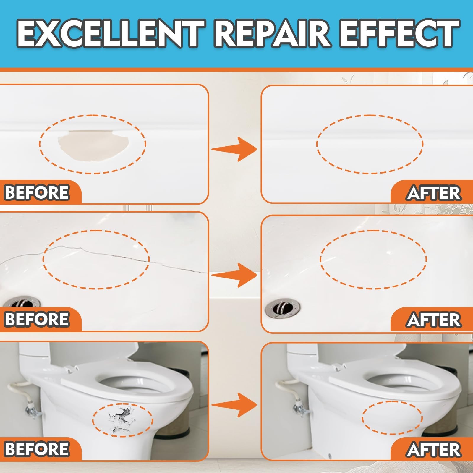 Porcelain Repair Kit, White Bathtub & Tile Repair Kit, for Tub, Enamel, Fiber…