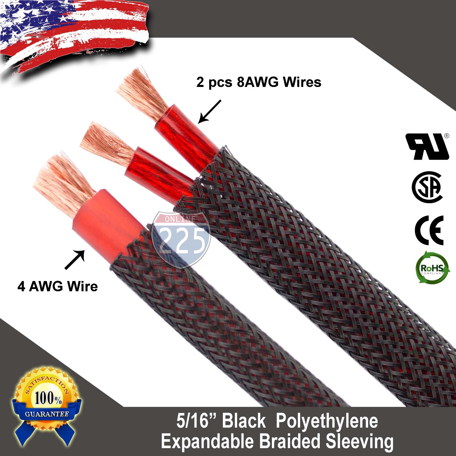 100 FT. 5/16″ Black Expandable Wire Cable Sleeving Sheathing Braided Loom Tubing