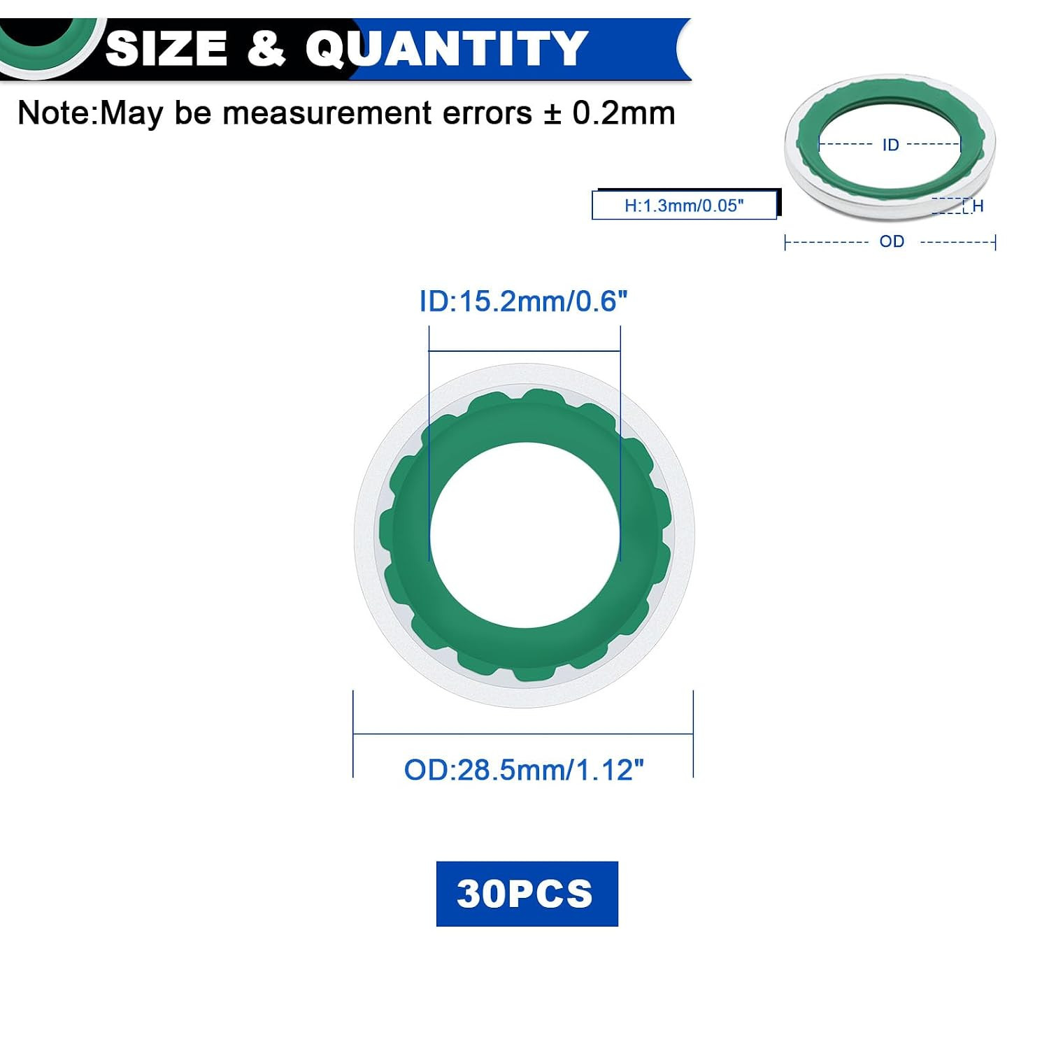 30PCS A/C Seal Washer Kit, Automotive Universal 15.2mm ID 28.5mm OD | A/C Sys…