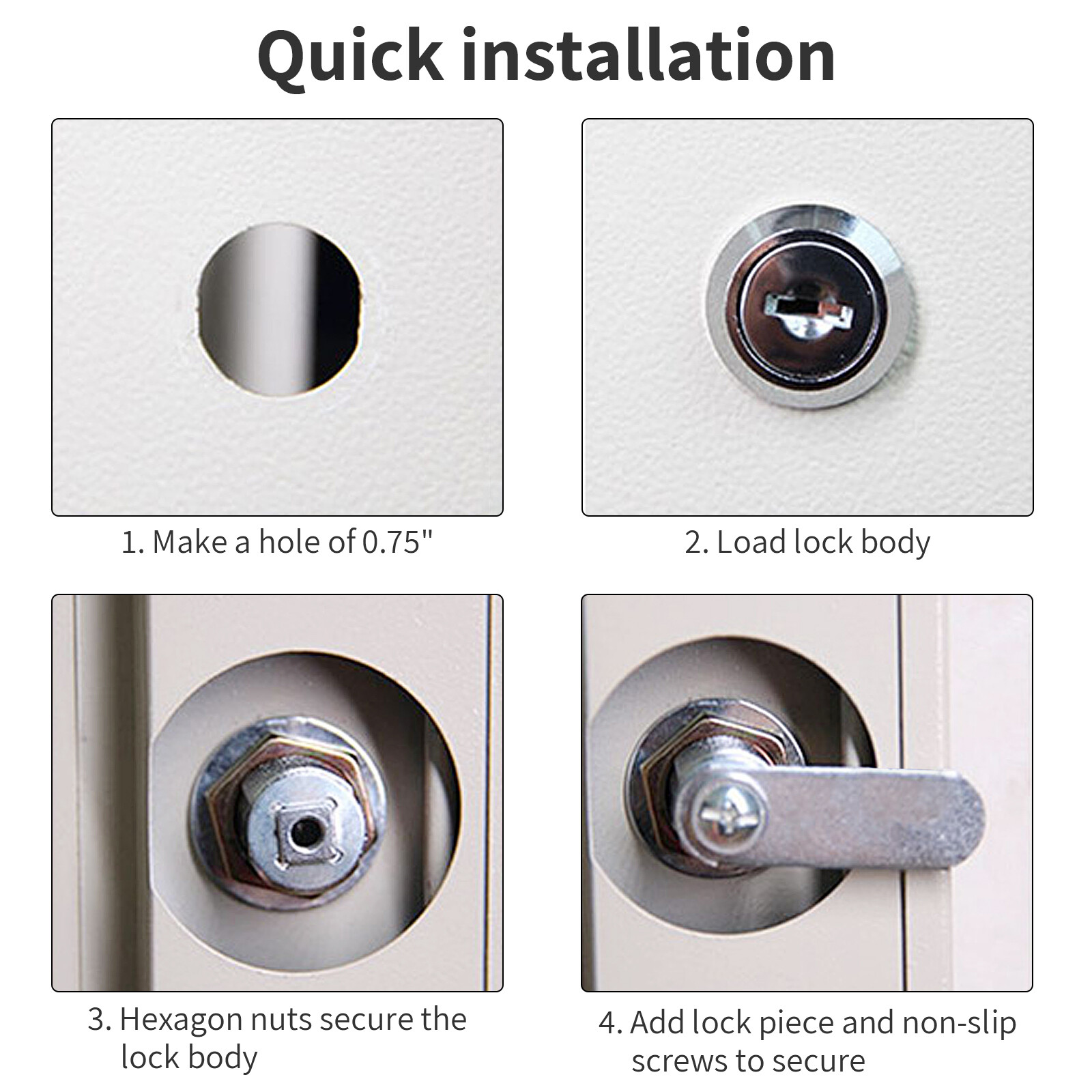 2x Cabinet Cam Lock 5/8″ Cylinder Tool Box Lock Zinc Alloy for Drawer Dresser RV