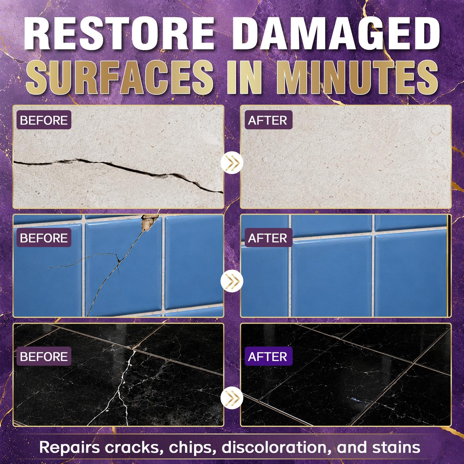 Porcelain Repair Kit, Tile and Stone Repair Kit, 10 Colors, Seamless Finish, …