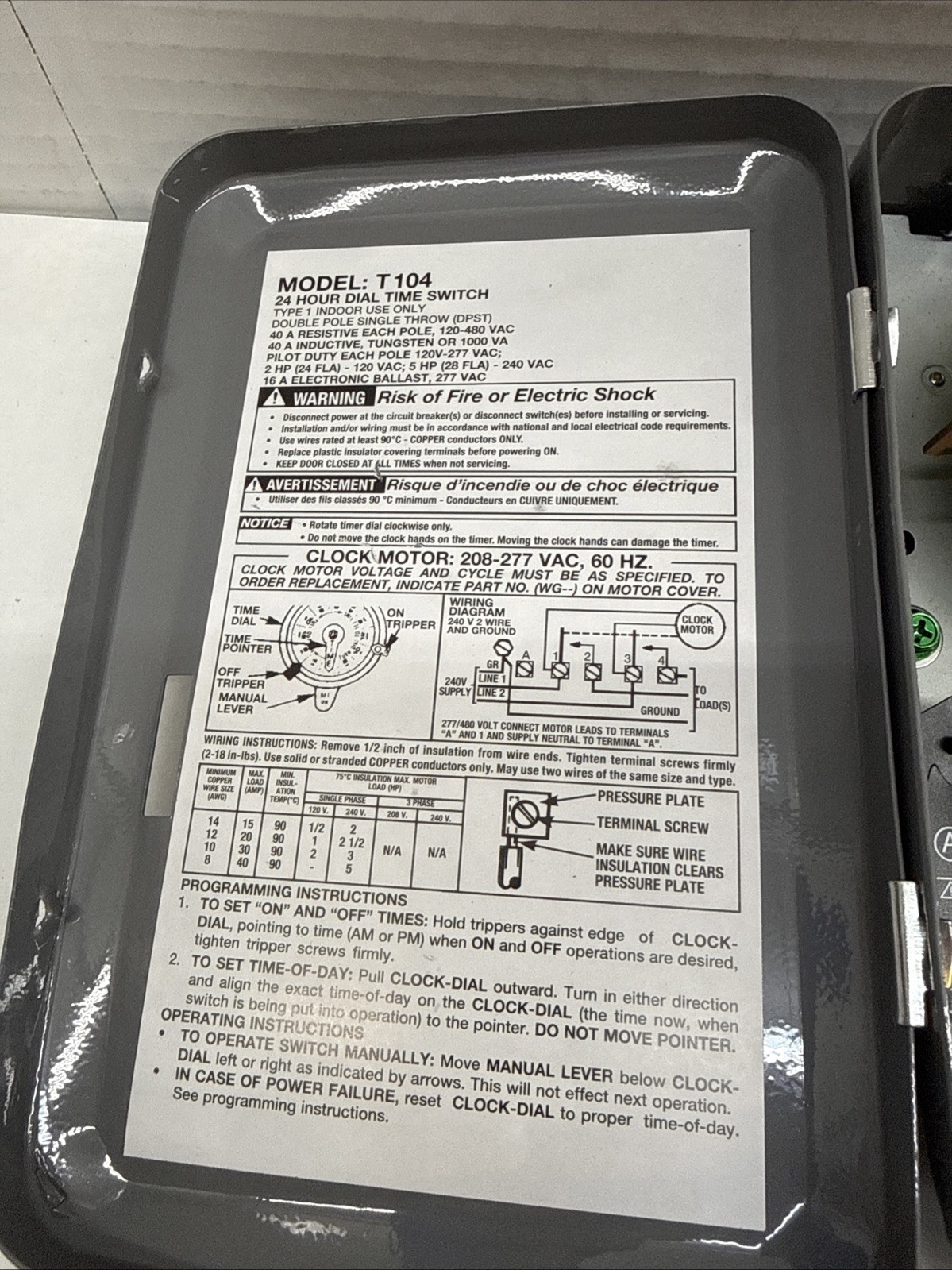 Intermatic T104 Electromechanical Timer, 24 Hour, Dpst