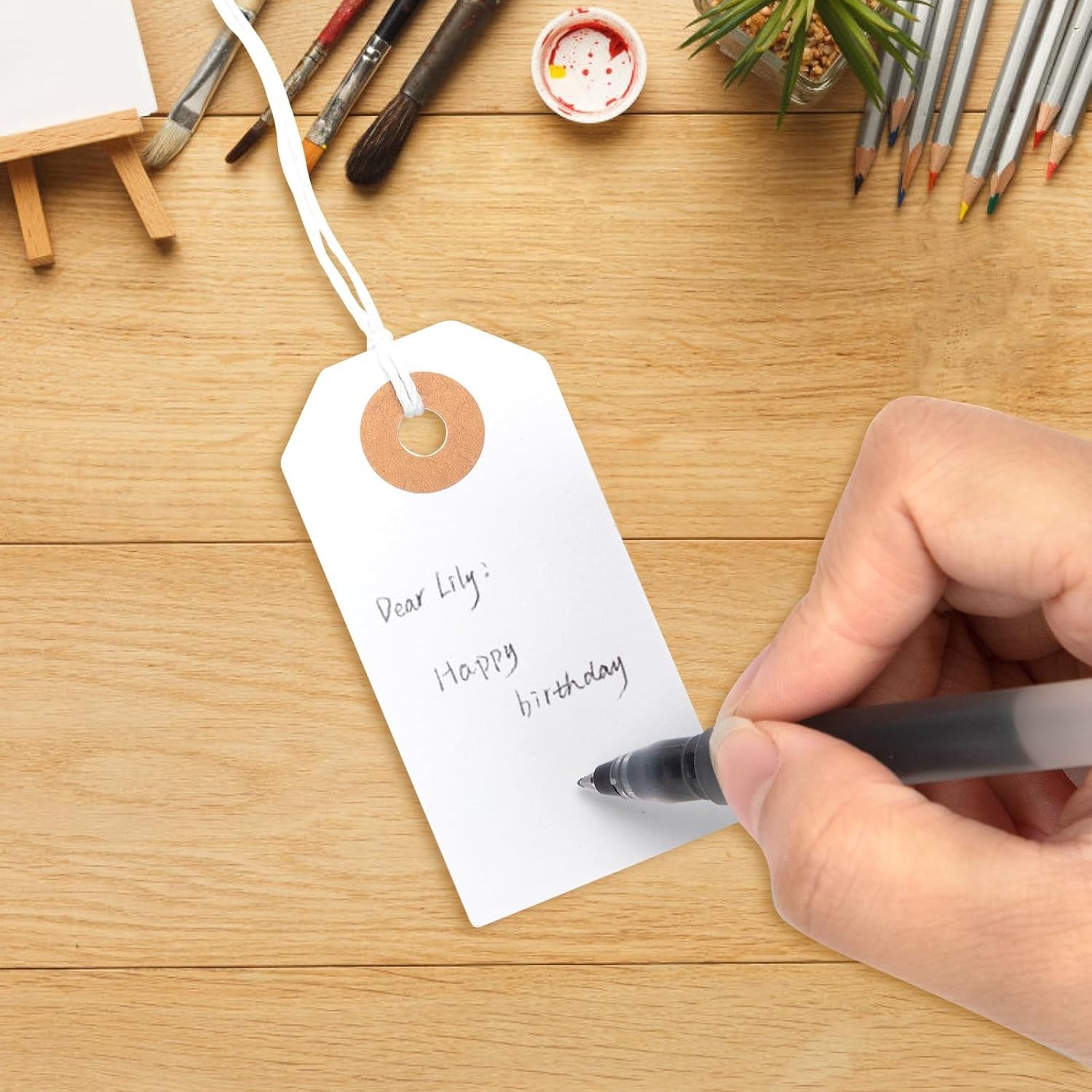 150PCS Blank Shipping Tag, 2 3/4 x 1 3/8 inches Manila Label Tags with String