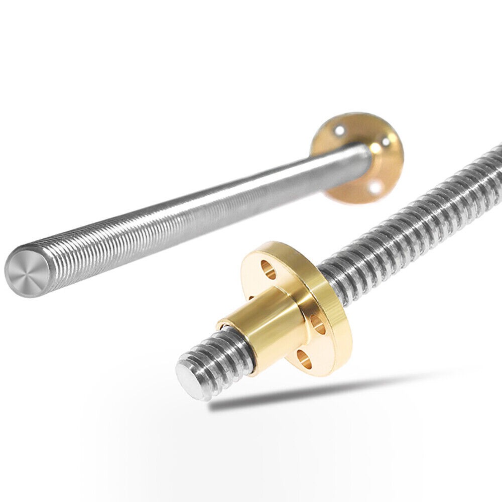 T8 Lead Screw Rod OD 8mm Pitch 2mm Lead 2mm Length 100-350mm with Brass Nut CNC