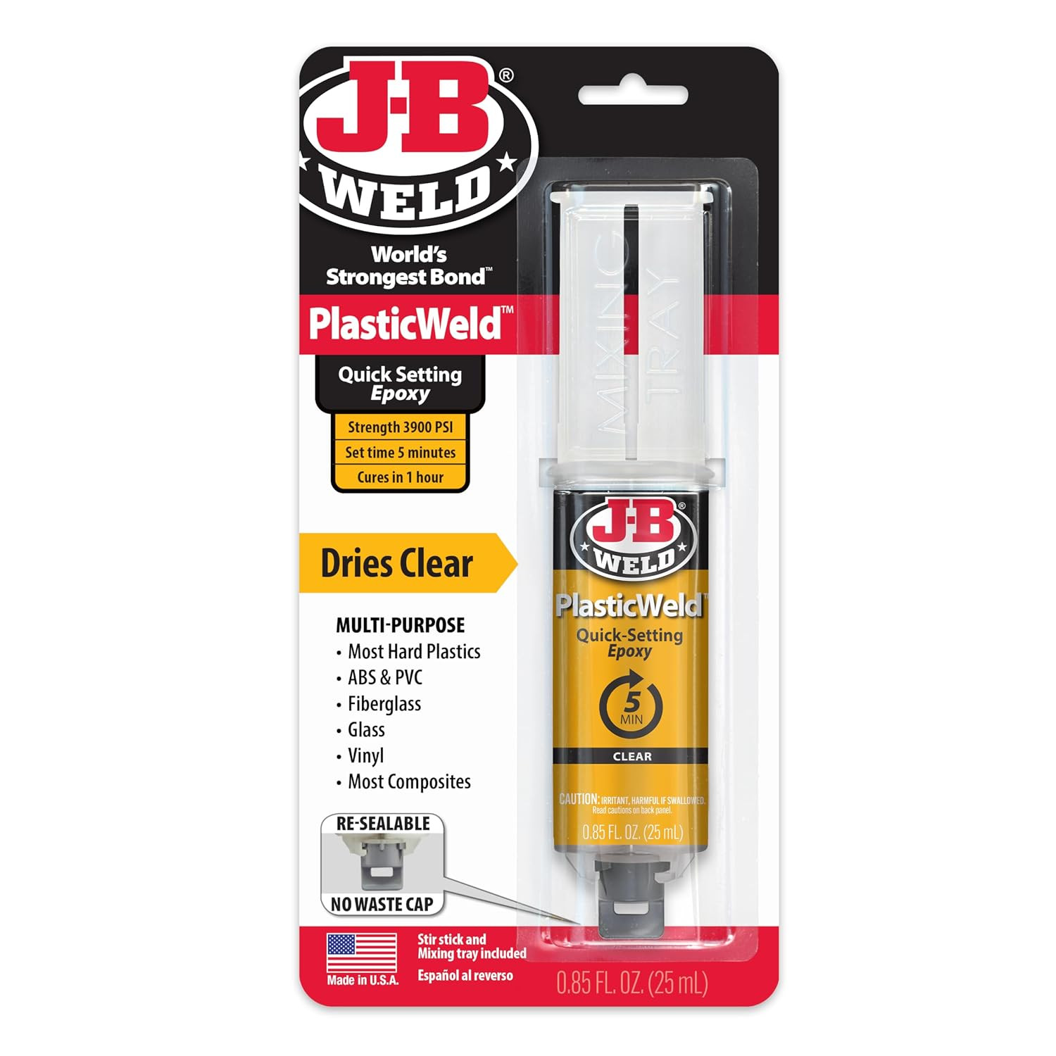 50132 PlasticWeld Quick-Setting Epoxy Syringe – Translucent Yellow – 25 ml