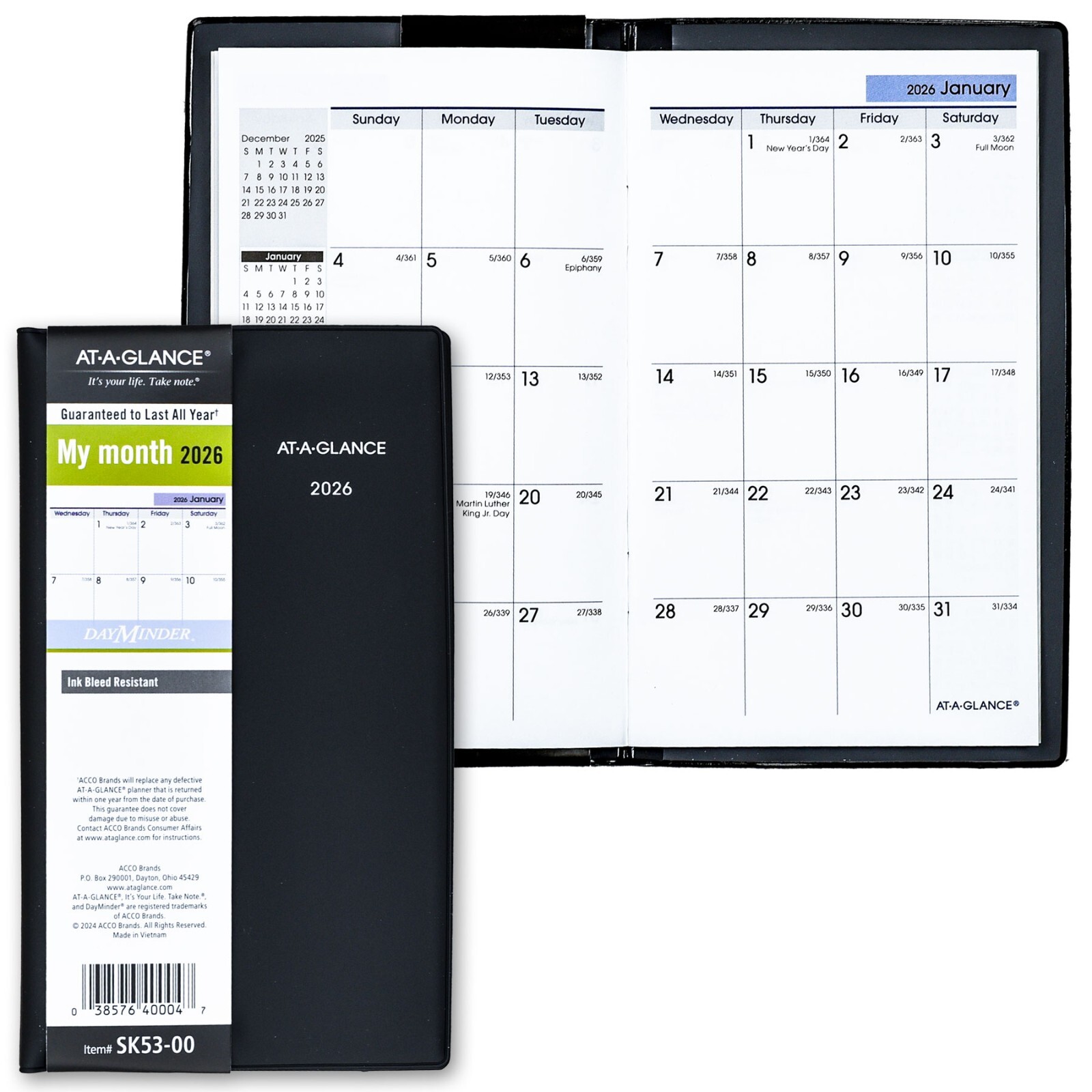 2026 At-A-Glance DayMinder SK53-00 Monthly Pocket Planner, 3-1/2 x 6″