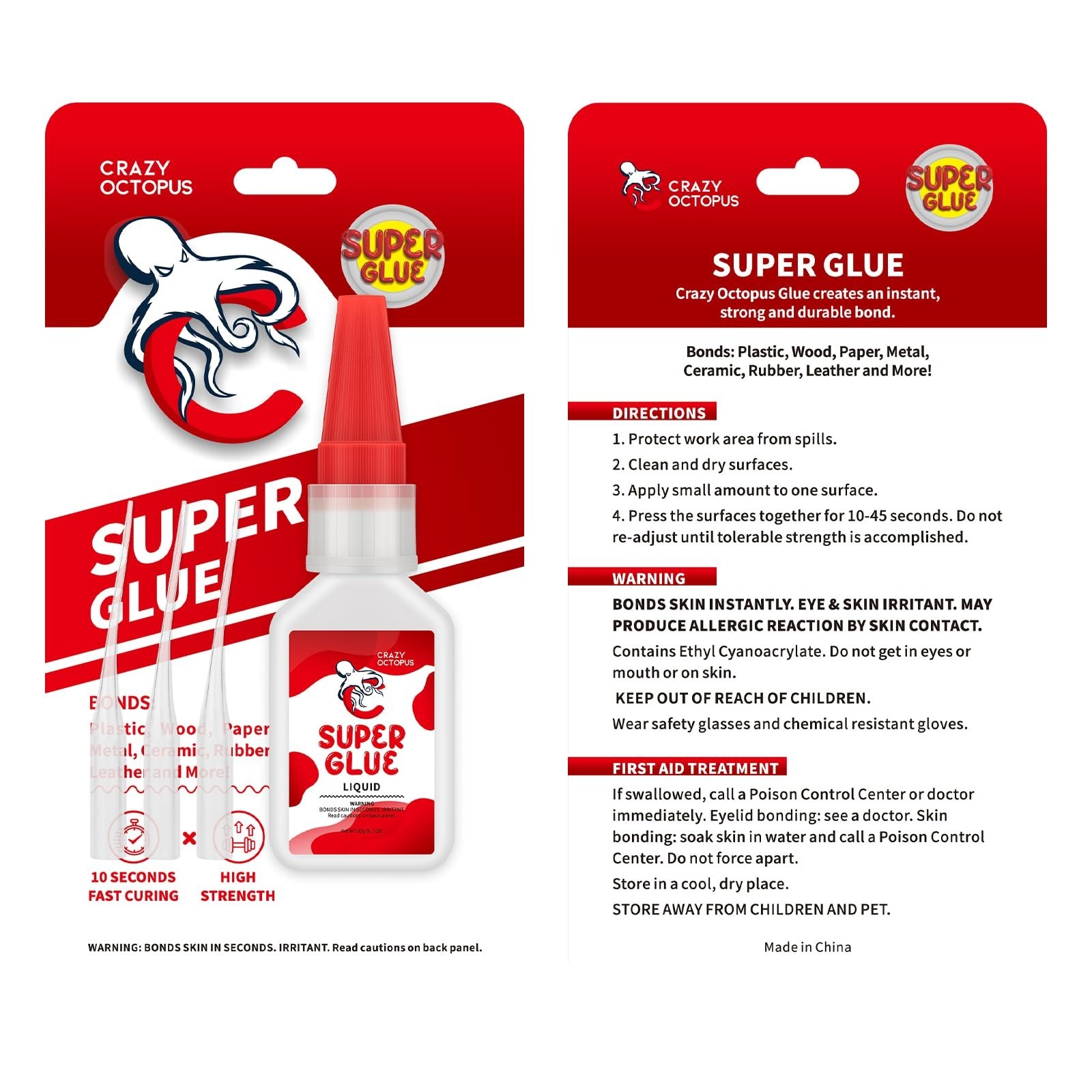 Super Glue, 20g Quick-Dry Strong Adhesive for Plastic, Metal, Wood, Leather, …