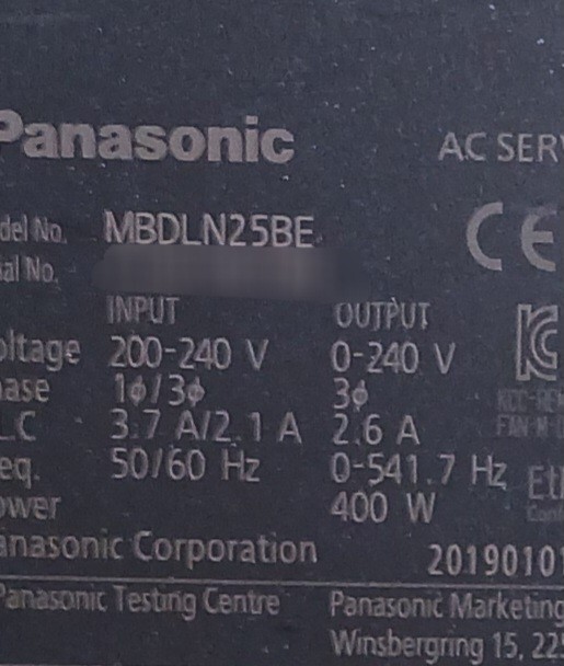 Panasonic – MBDLN25BE – AC Servo Drive 200V
