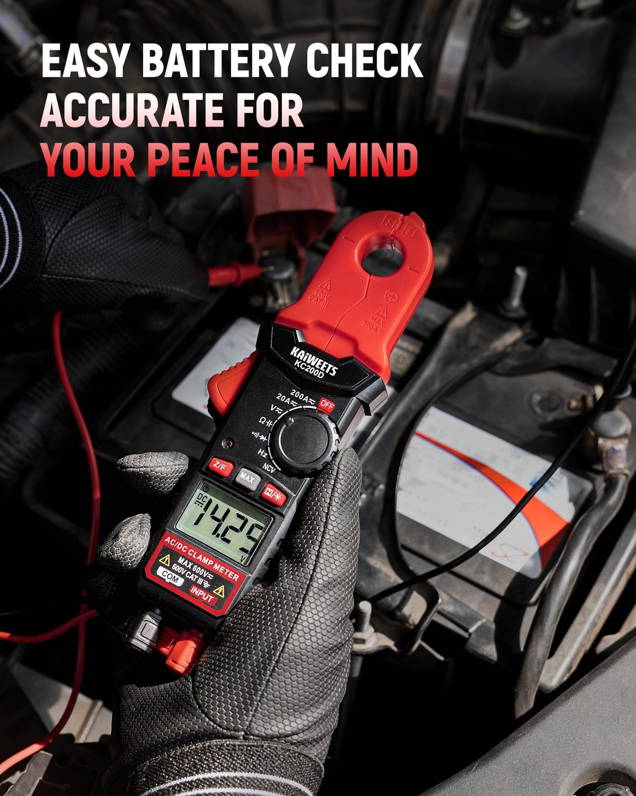 KAIWEETS Digital Clamp Meter with Round Jaw, Automotive Multimeter, NCV, 2000…