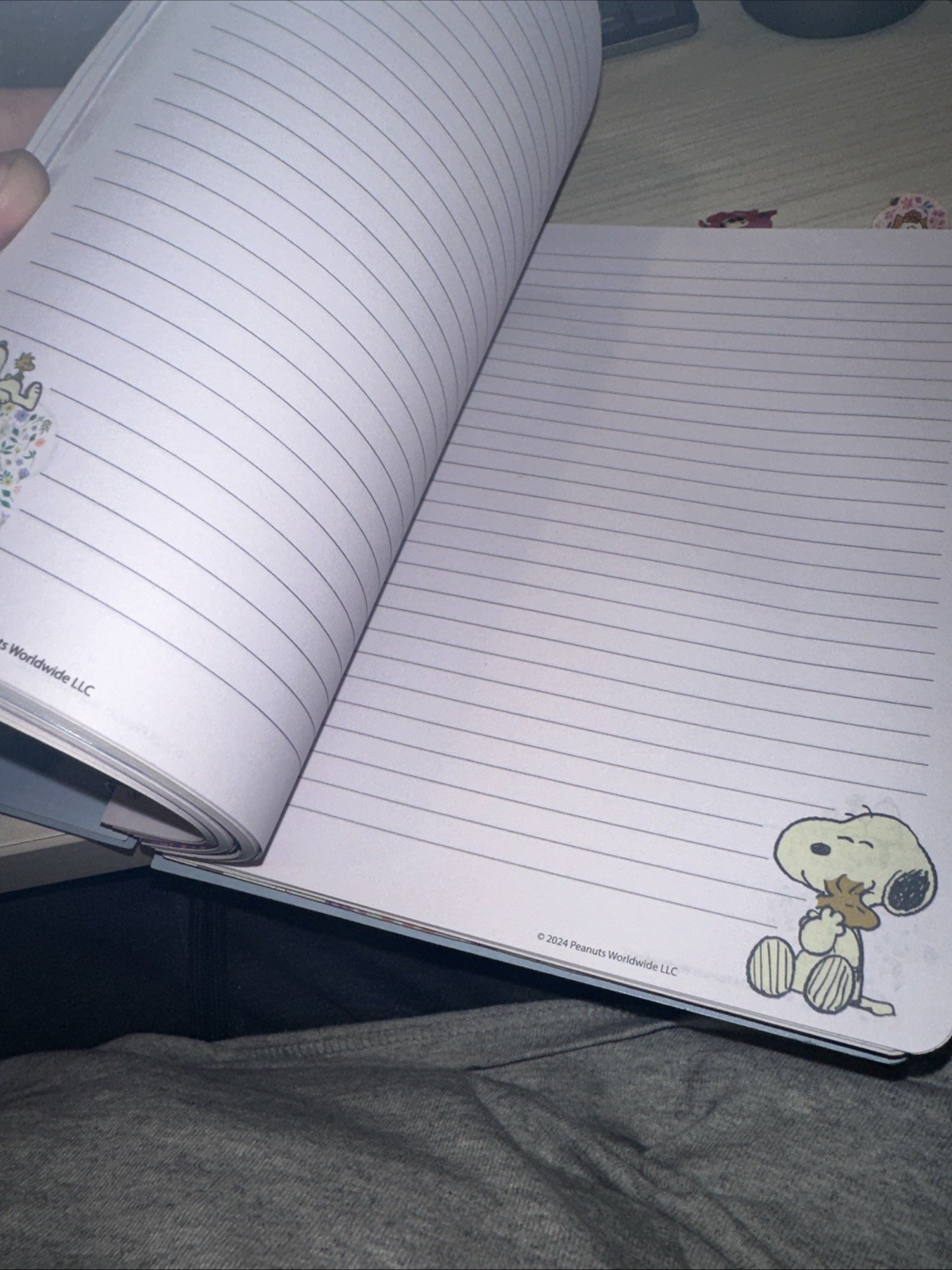 Peanuts Notebook Spiral Journal 8.25″ Snoopy Charlie Brown Purple Flowers w/Div