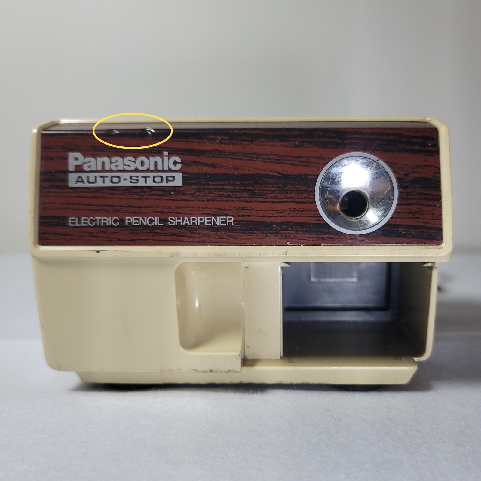 Panasonic KP-110 Electric Pencil Sharpener Auto-Stop Woodgrain Vintage Japan