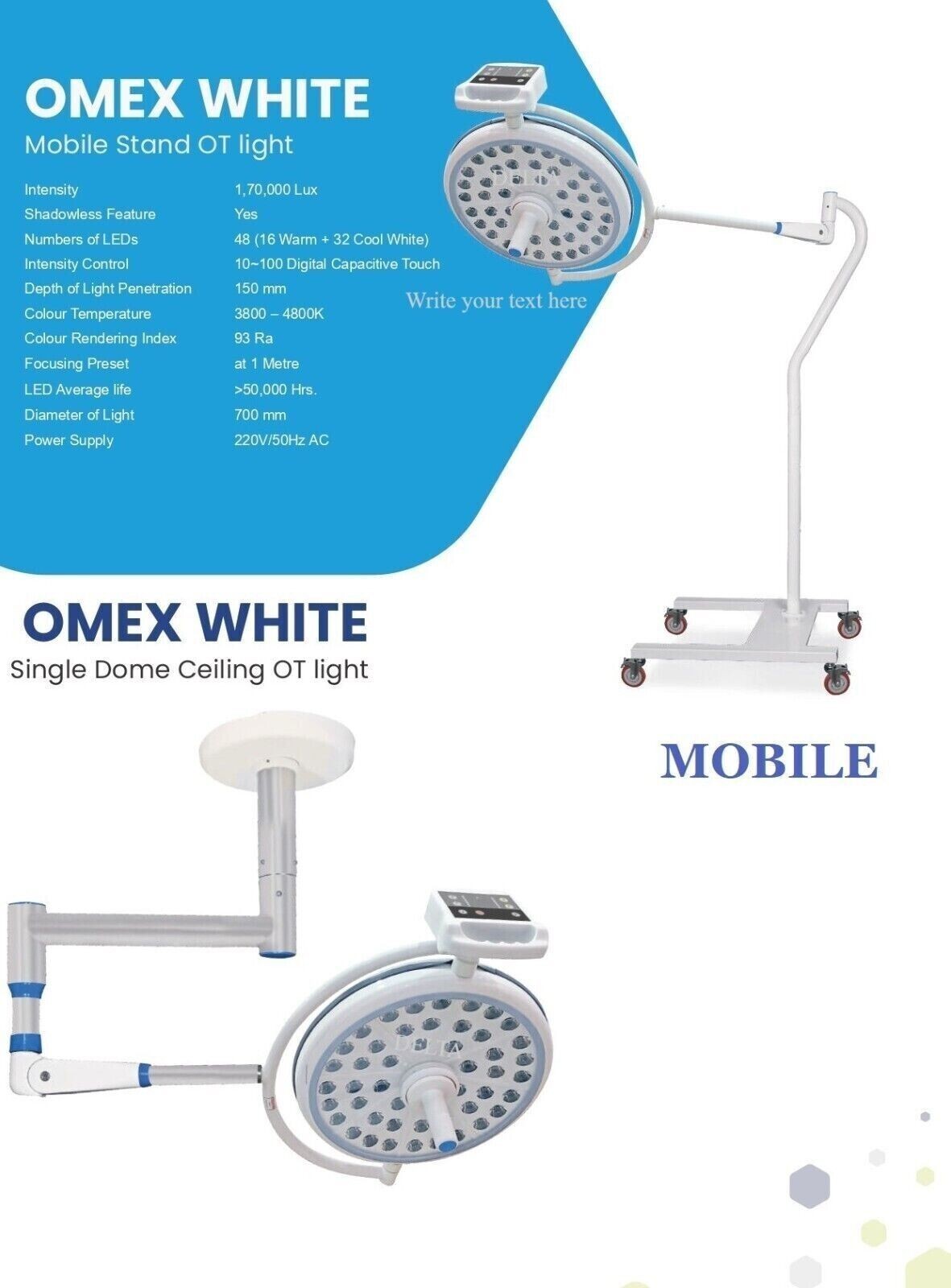 Surgical operation theater LED Light Single Arm OT Ceiling Examination OT Lamp