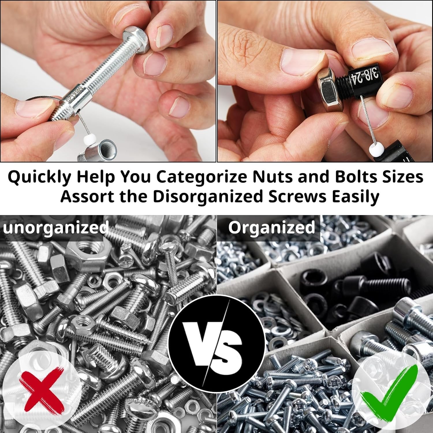 Nut and Bolt Thread Checker Inch & Metric Thread Gauge Nut and Bolt Size Gauge