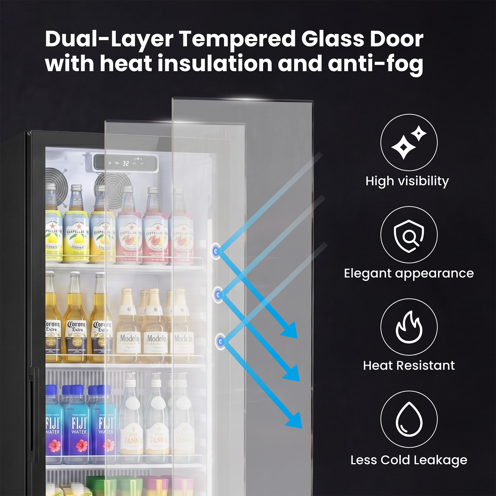 Yeego Commercial Refrigerator Display Cooler 1 Glass Door Merchandiser Fridge