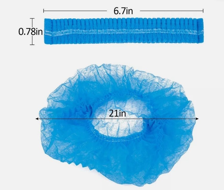 100 pcs Disposable Hair Net Non-Woven Head Bouffant Hair Cap 21″ BLUE