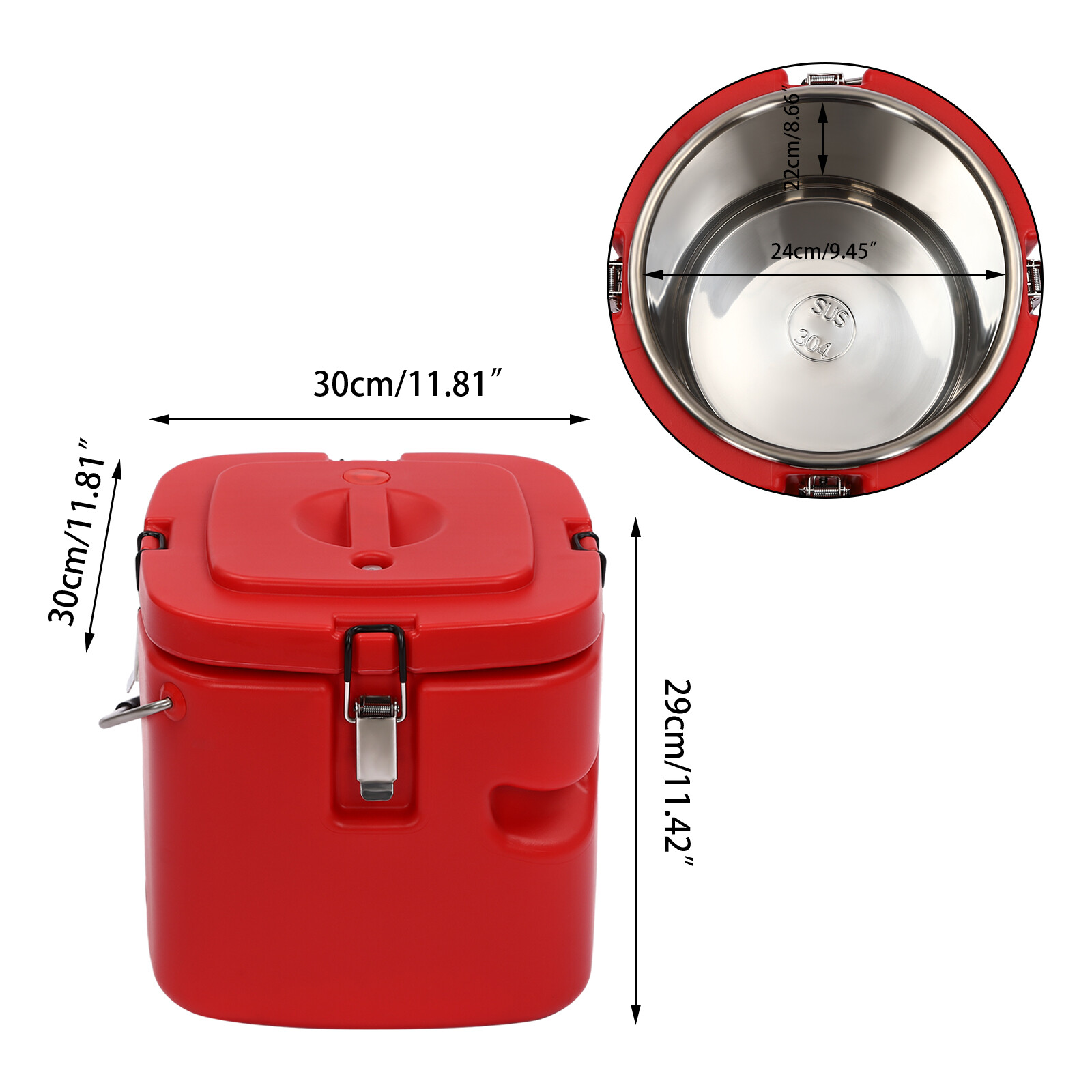 10Qt Insulation Food Soup Warmer Catering Box Stainless Food Pan Carrier Cooler