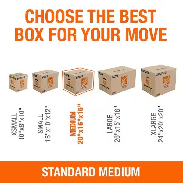 10 Pack The Home Depot Medium Moving, Shipping, Packing Box with Handles, Brown