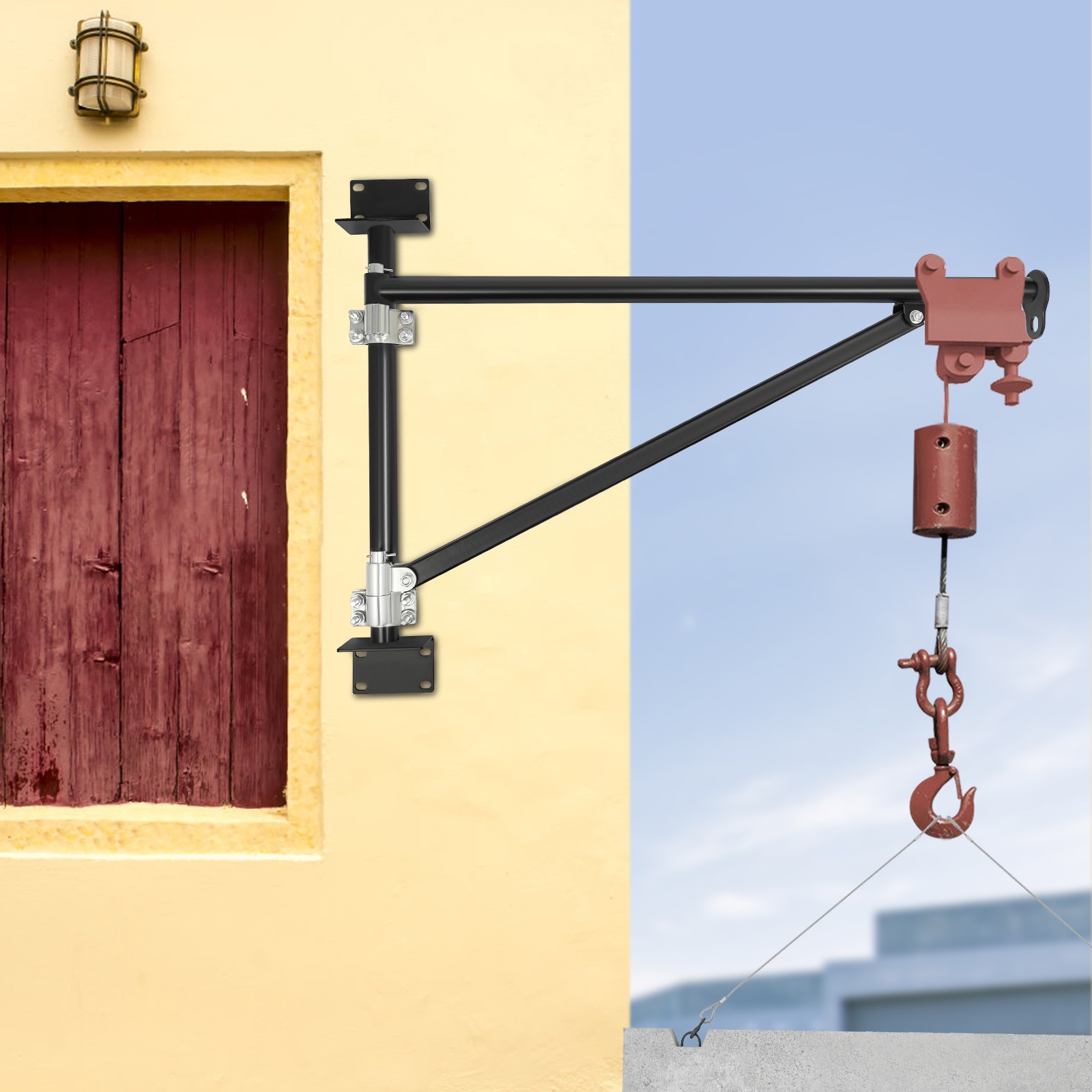 Wall Mount Crane Bracket, Alloy Steel Hoist Bracket, Crane Swing Arm with Pole